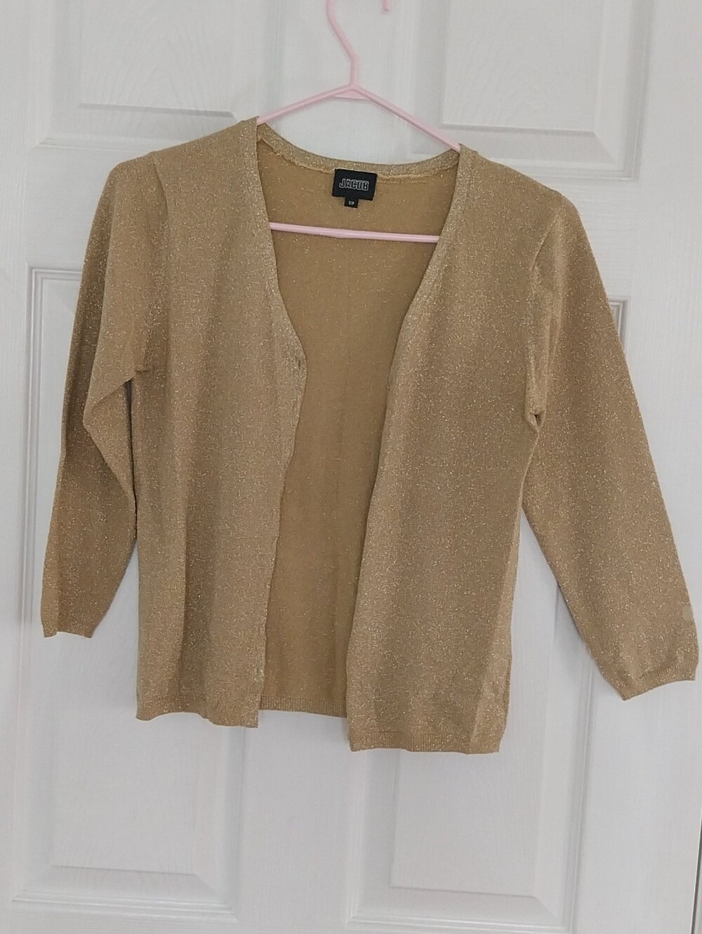 Jacob Metallic Gold Open-Front Cardigan